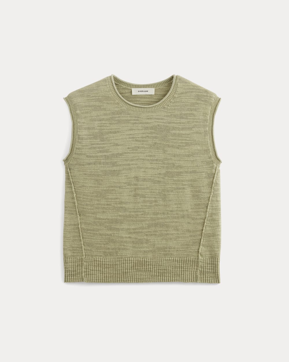 The Muscle Sweater in Cotton Linen in Eucalyptus — alternate view