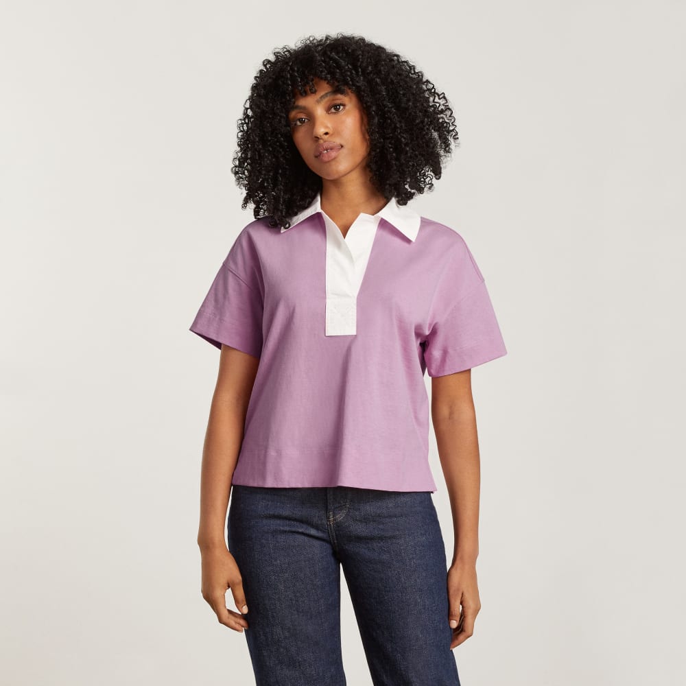 The Retro Jersey Polo in Mauve / Bone — alternate view