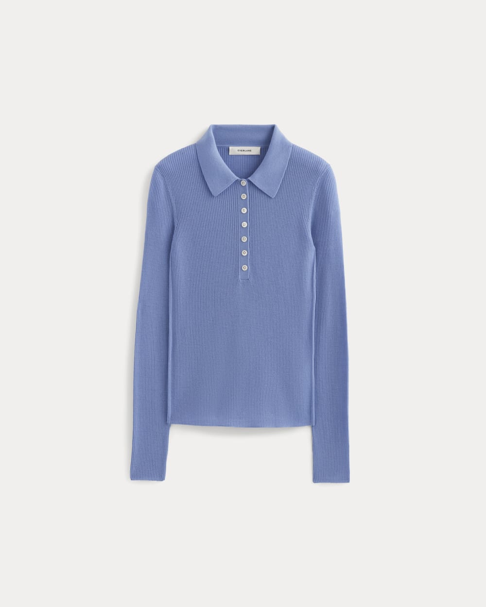 The Polo in Ultrasoft Merino in Bluebell — alternate view