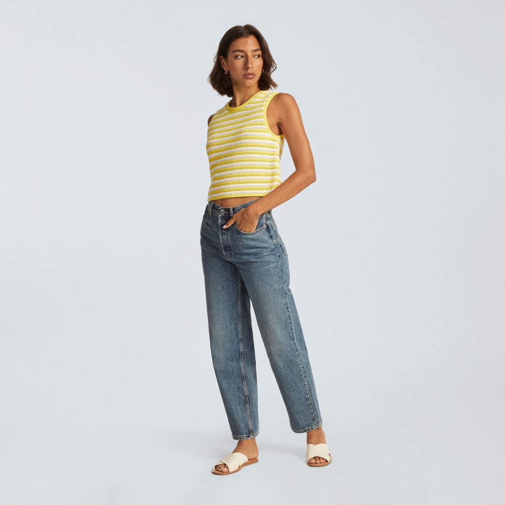 The Crochet Knit Cami in Canvas / Lemon — detail view