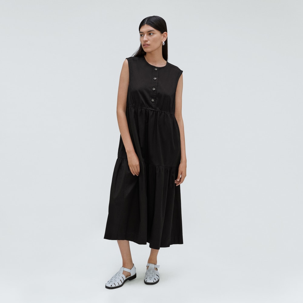 The Tiered Midi Dress in Black — alternate view