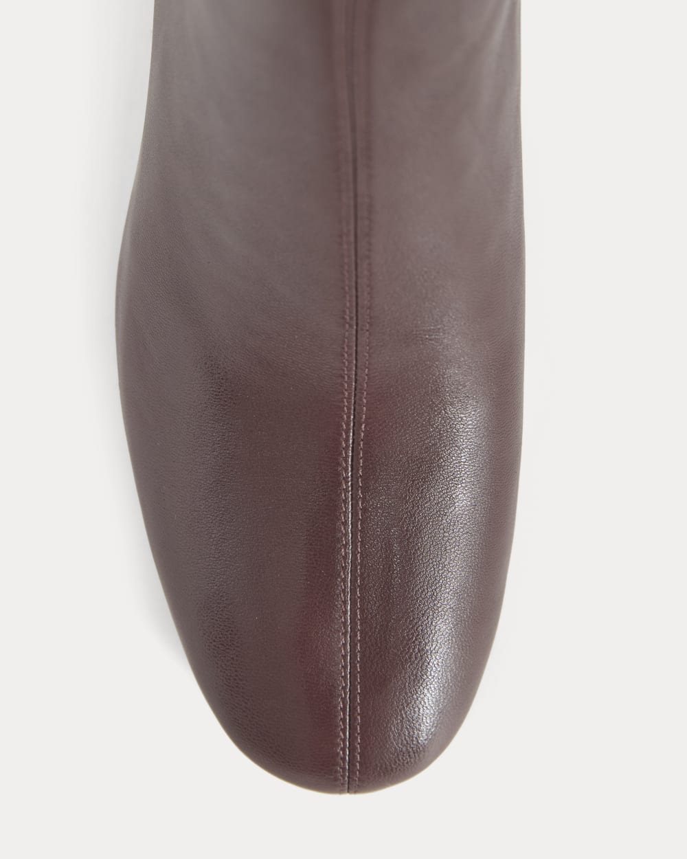 Leather Curved-Heel Boot in Burgundy — detail view