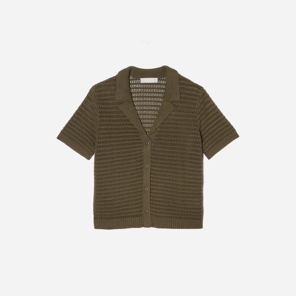 The Crochet Knit Polo in Beech — front view