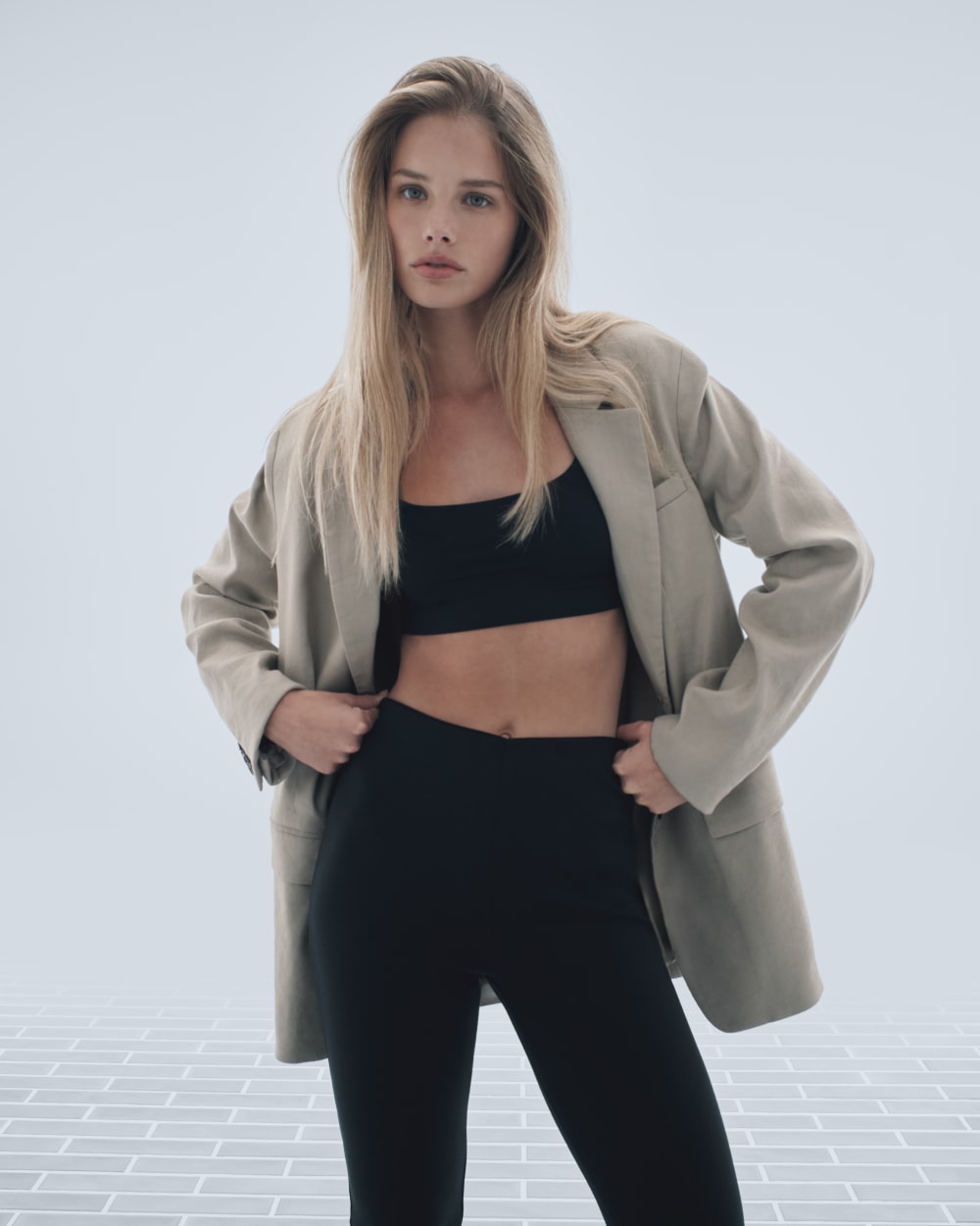 The Invisible Square-Neck Bralette in Black — detail view