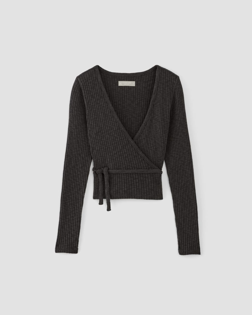 The Cozy Rib Wrap Top in Black — alternate view