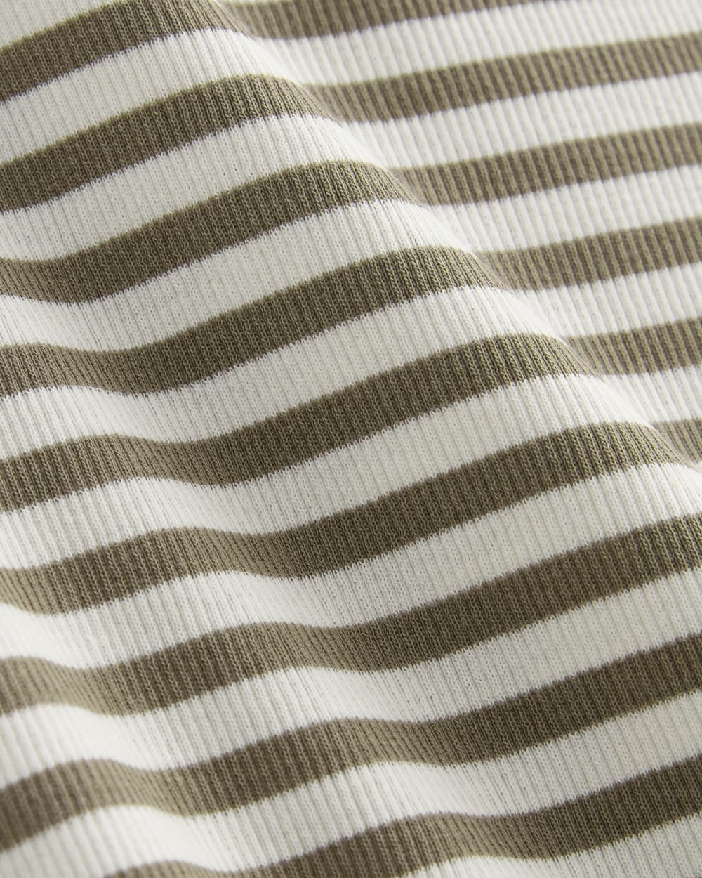 The Luxe Rib Scoop-Neck Tee in Bone / Deep Taupe — detail view