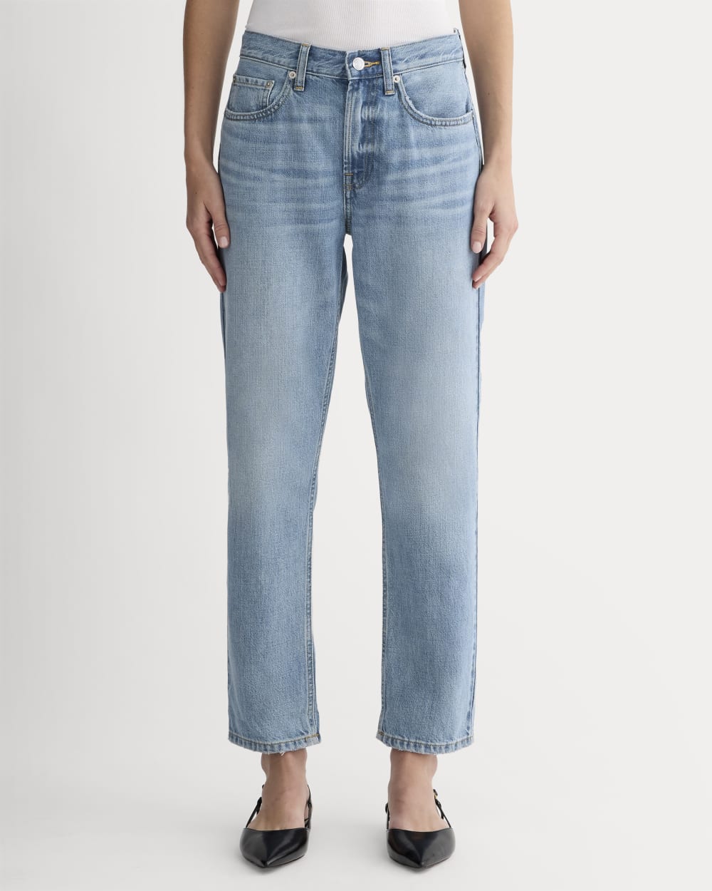 The Super-Soft Relaxed Jean in Weathered Blue — detail view