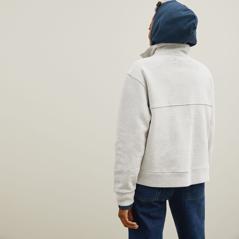 The Track Half-Zip in Light Heather Grey — detail view