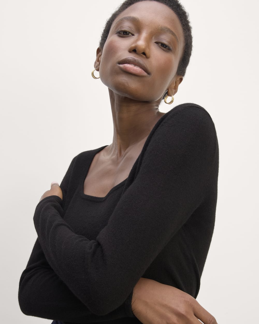 The Square Neck in Cashmere in Black — alternate view