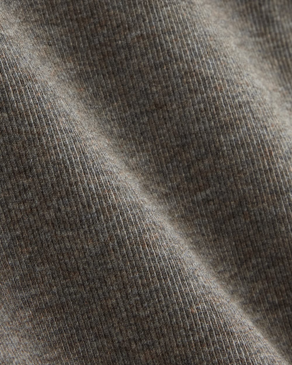 The Luxe Rib Long-Sleeve Crew in Washed Heathered Fatigue — detail view