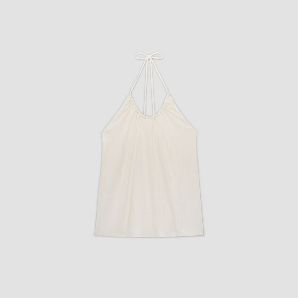 The Rib Soft Knit Halter Top in Bone — alternate view
