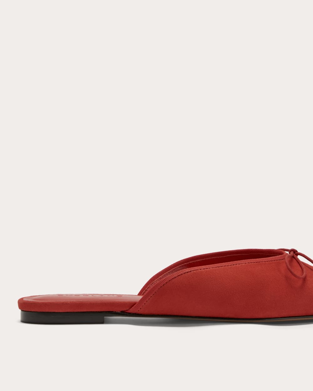 The Ballet Mule in Classic Red Suede — detail view