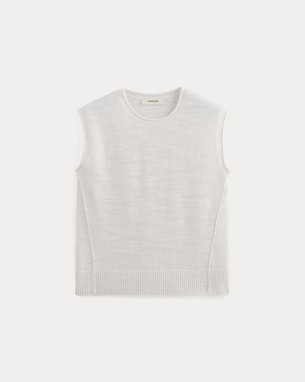 The Muscle Sweater in Cotton Linen in White — alternate view