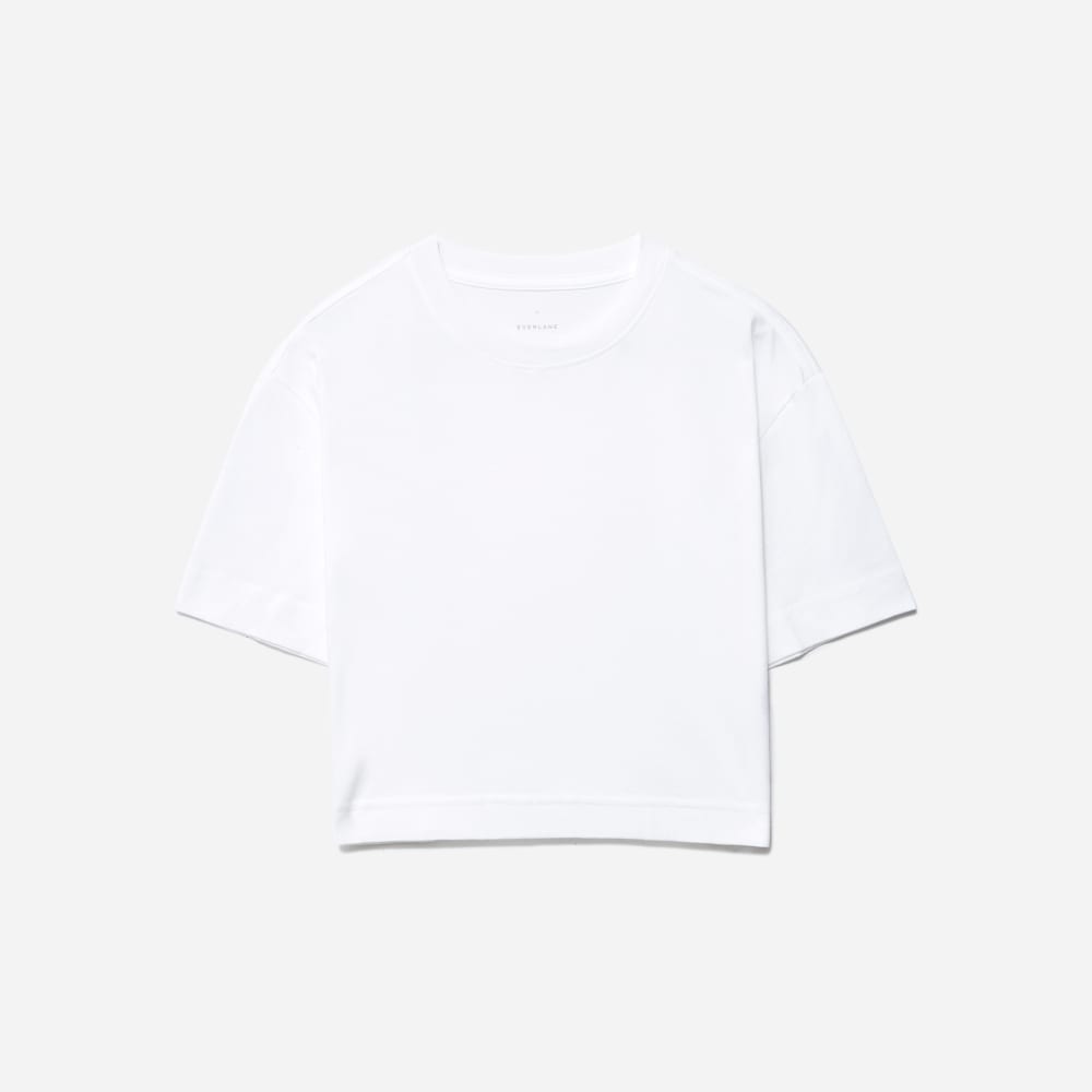 The Organic Cotton Cropped Tee in White — front view