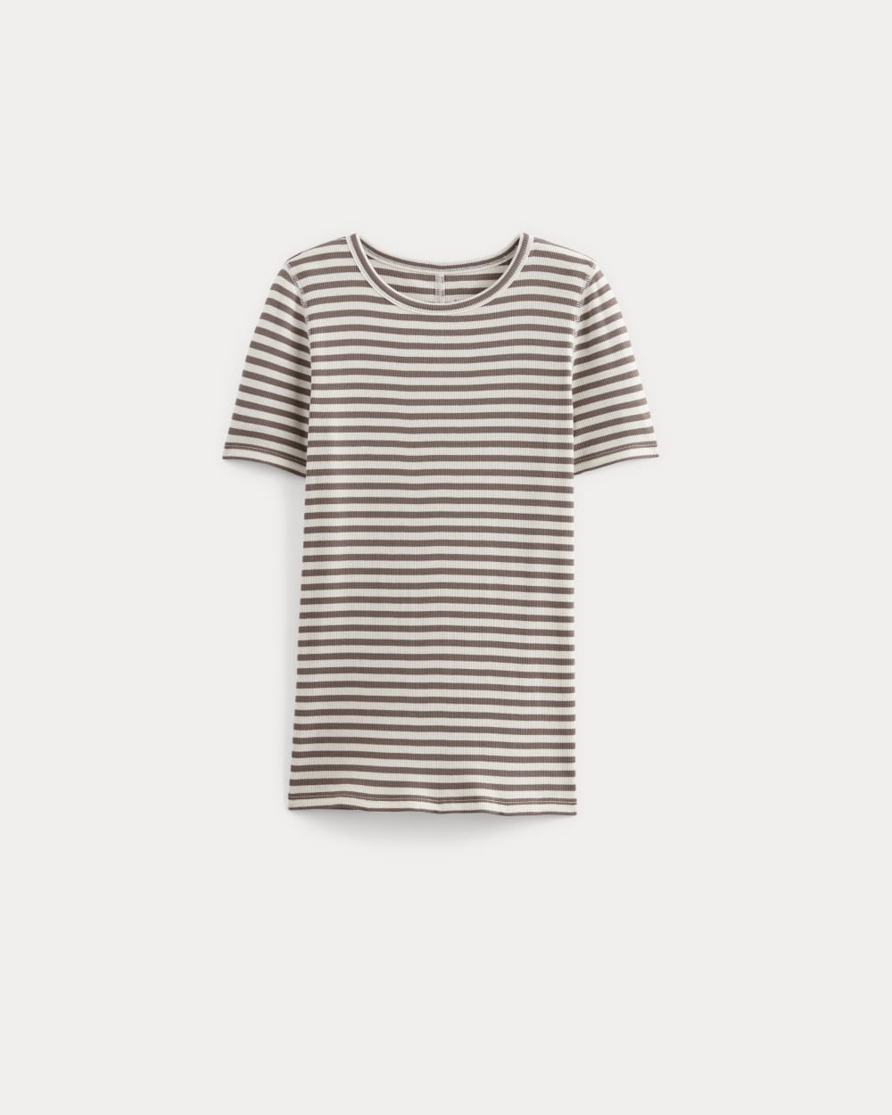 The Luxe Rib Crew in Bone / Deep Taupe — alternate view