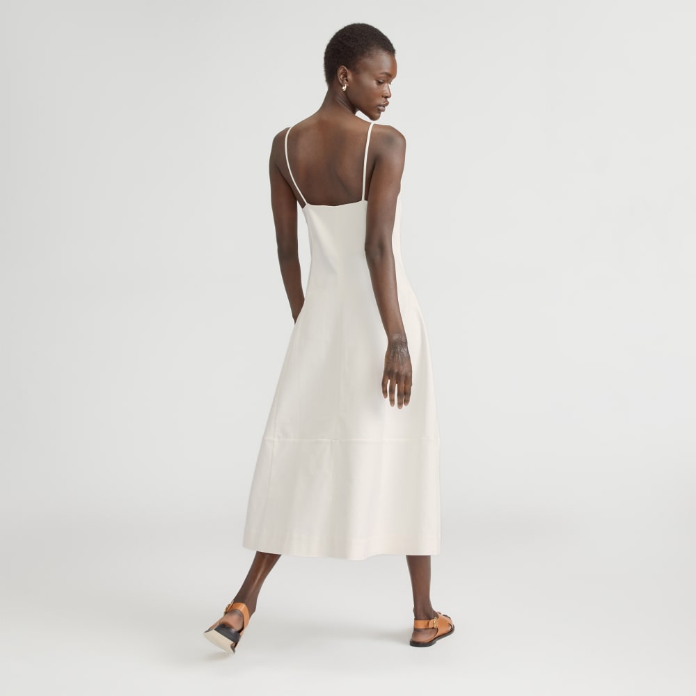 The Structured Cotton Bell Dress in Bone — detail view