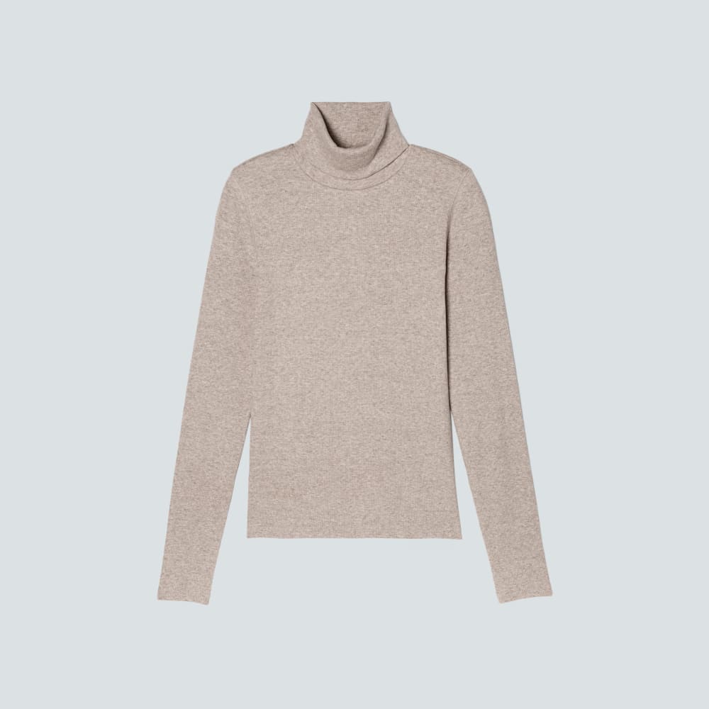 The Luxe Rib Turtleneck in Heathered Meringue — alternate view