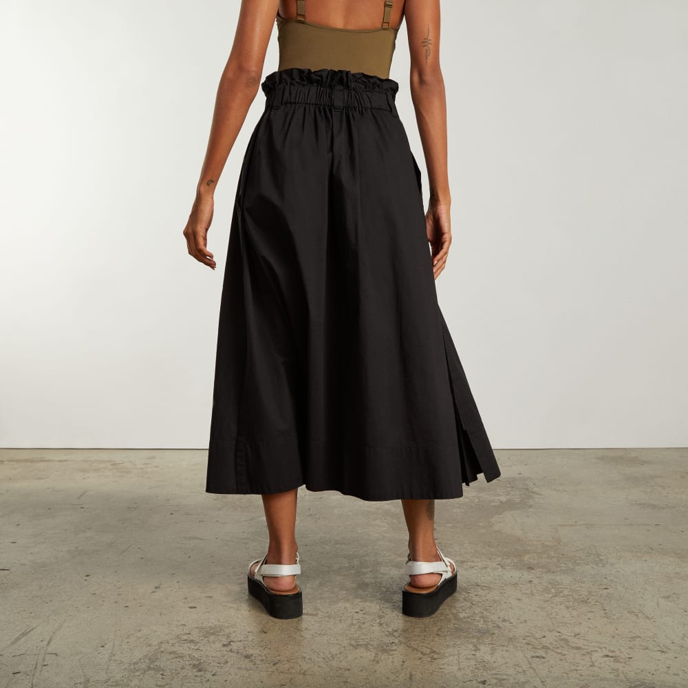 The Easy Button-Front Skirt in Black — detail view