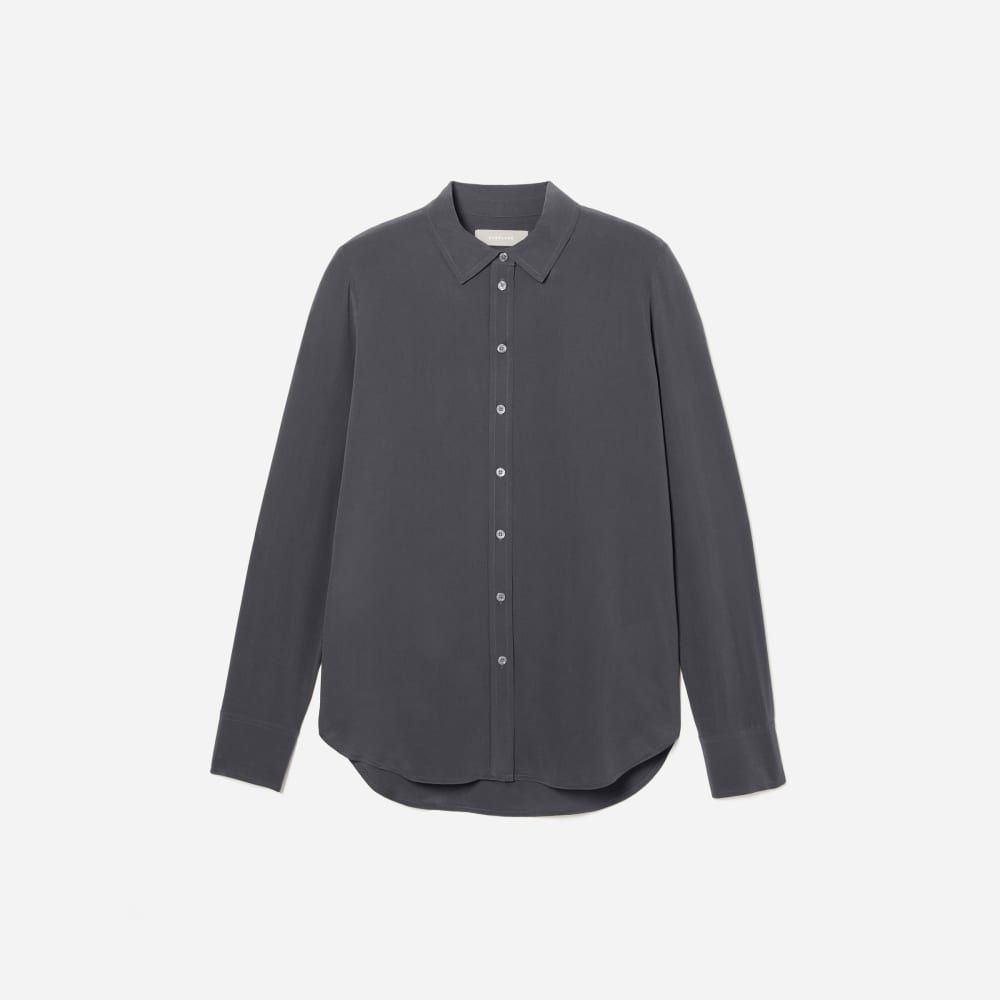 The Must-Have Shirt in Washable Silk in Slate Grey — alternate view