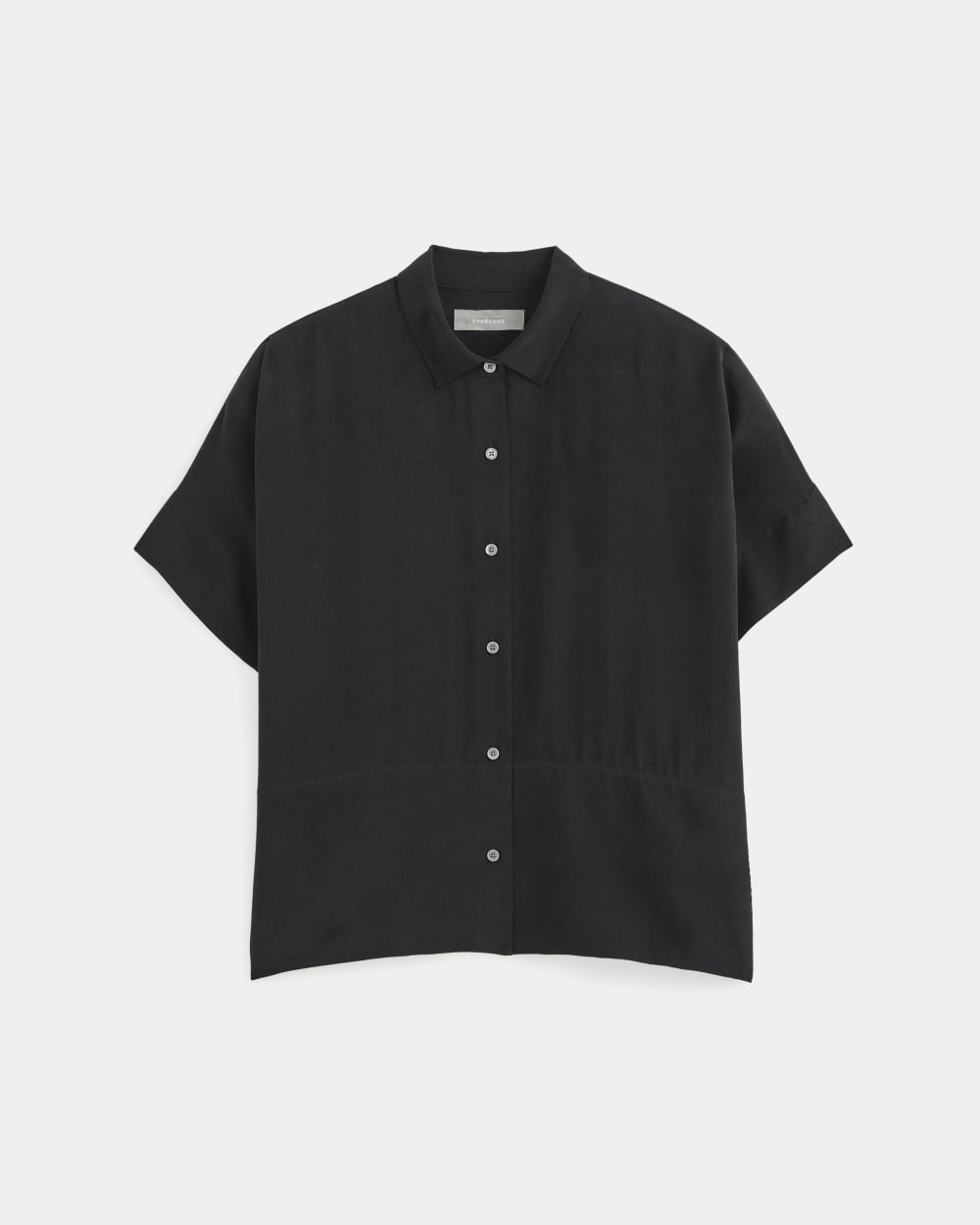 The Boxy Shirt in Washable Silk in Black — alternate view