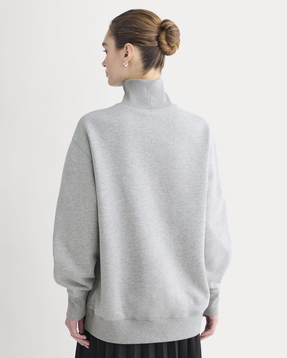 Luxe Fleece Turtleneck in Vintage Heather Grey — detail view