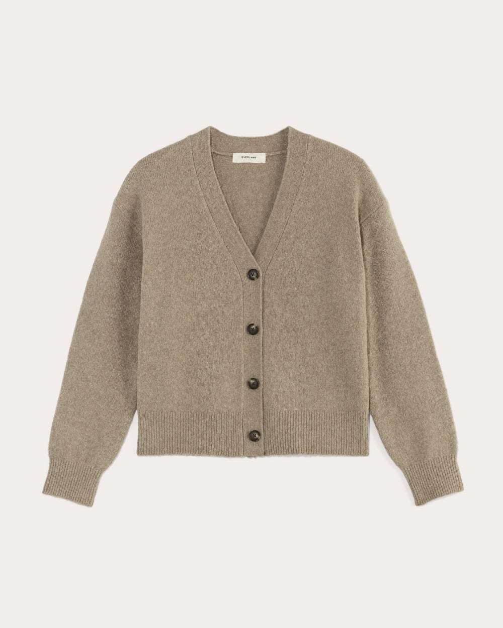 The Cocoon Cardigan in Plush Cotton in Heather Taupe — alternate view