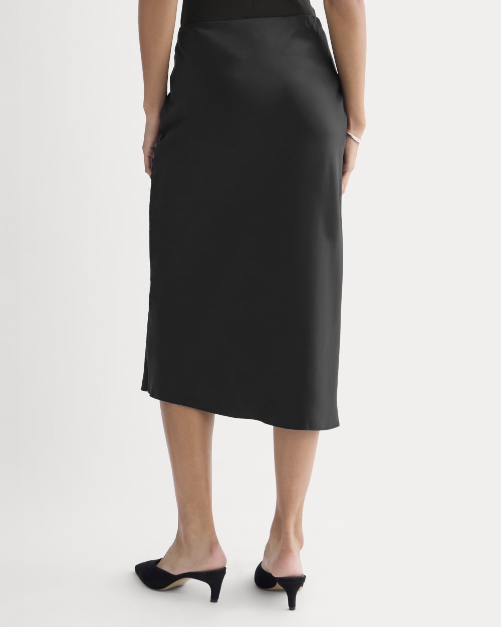 Slip Skirt in Silk Charmeuse in Black — detail view