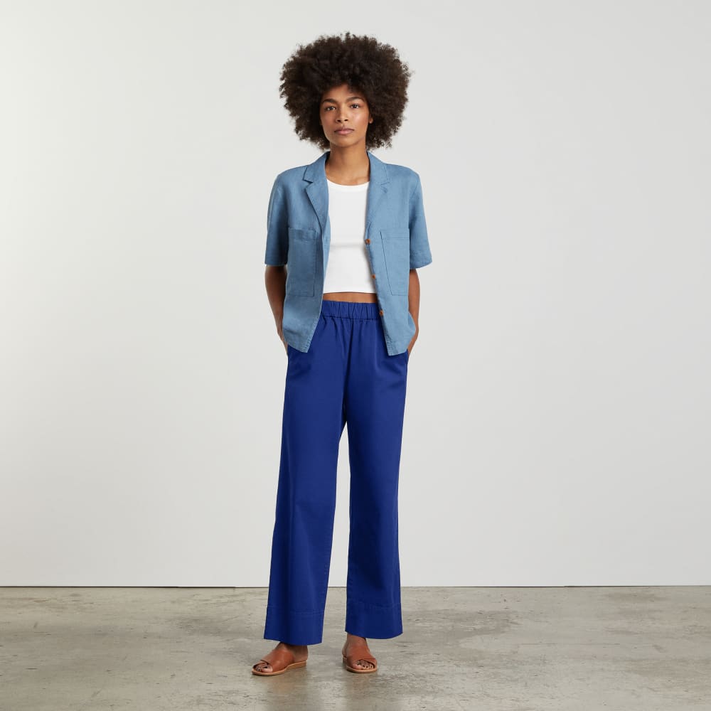 The Easy Pant in Cobalt — detail view