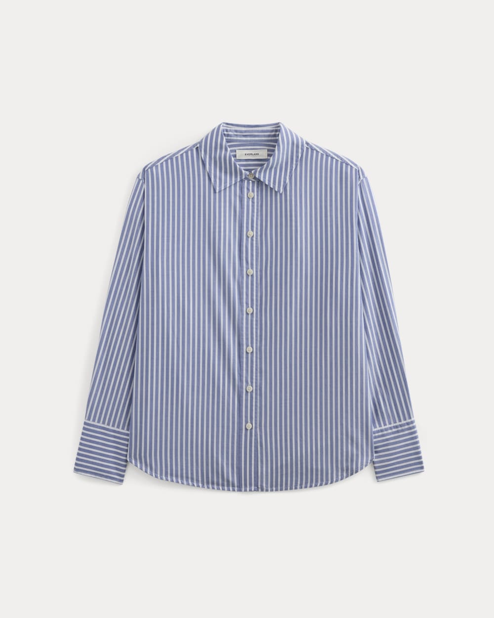 Everyday Shirt in Silky Cotton in Bone / Mazarine Blue — alternate view
