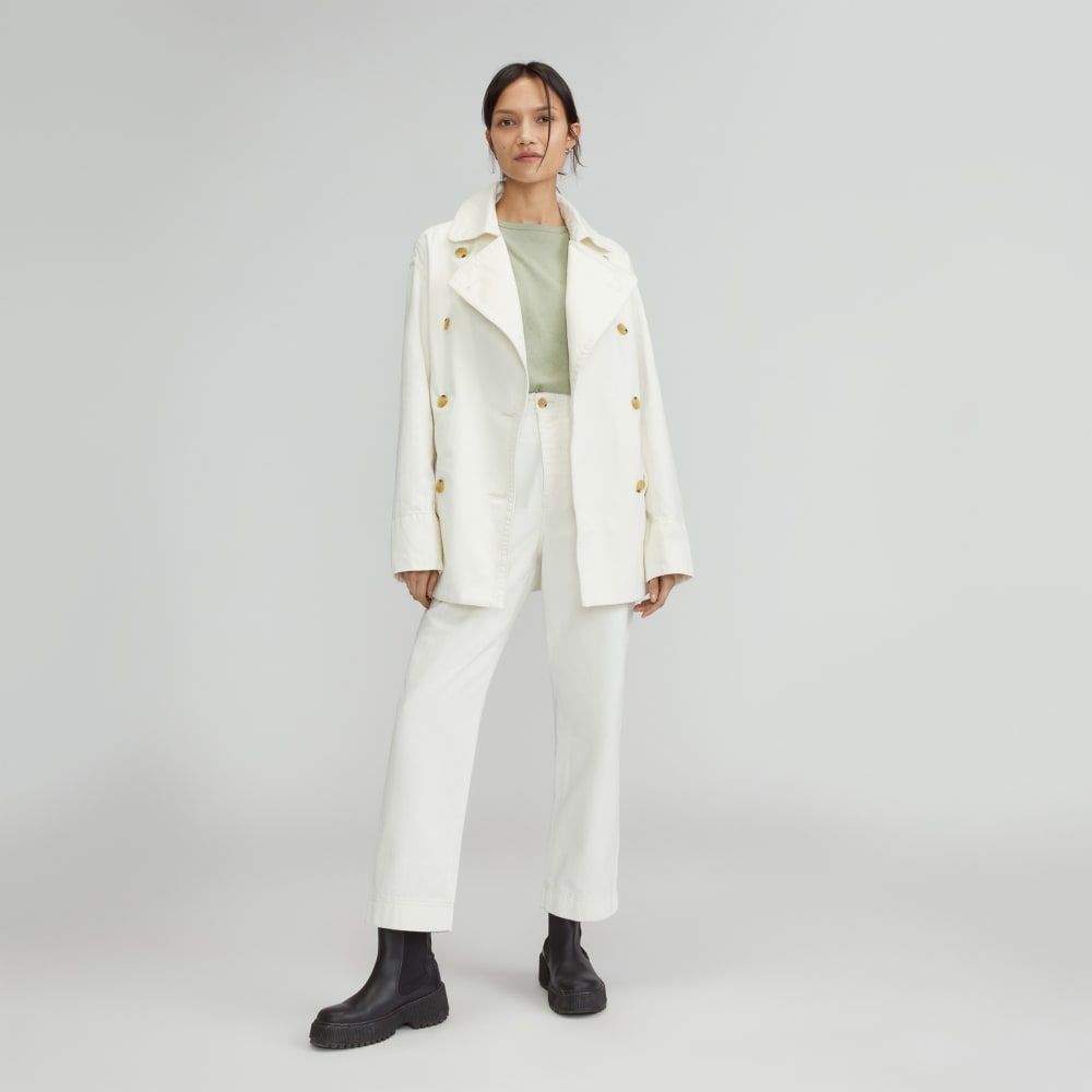The Organic Cotton Herringbone Jacket in Bone — detail view