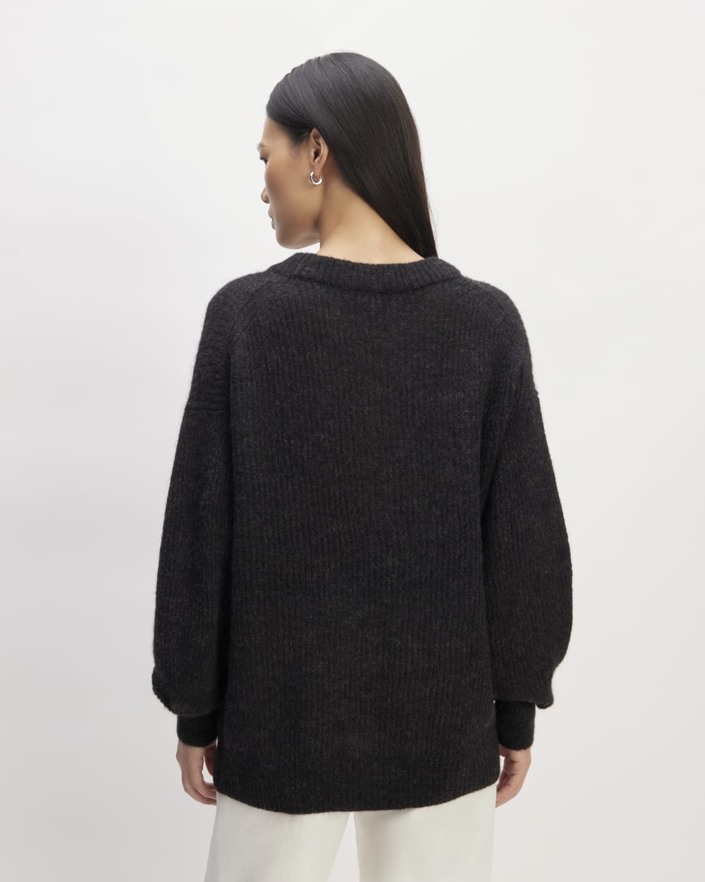 The Cocoon Crew in Alpaca in Heathered Black — detail view
