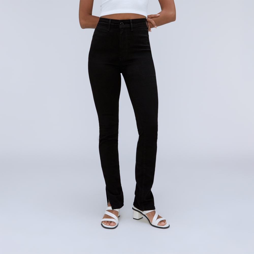 The Way-High® Skinny Split Hem Jean in Black — front view