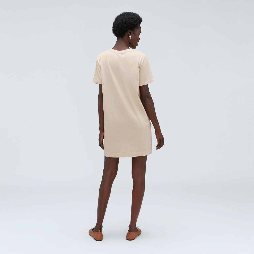 The Organic Cotton Weekend Tee Dress in Brazilian Sand — detail view
