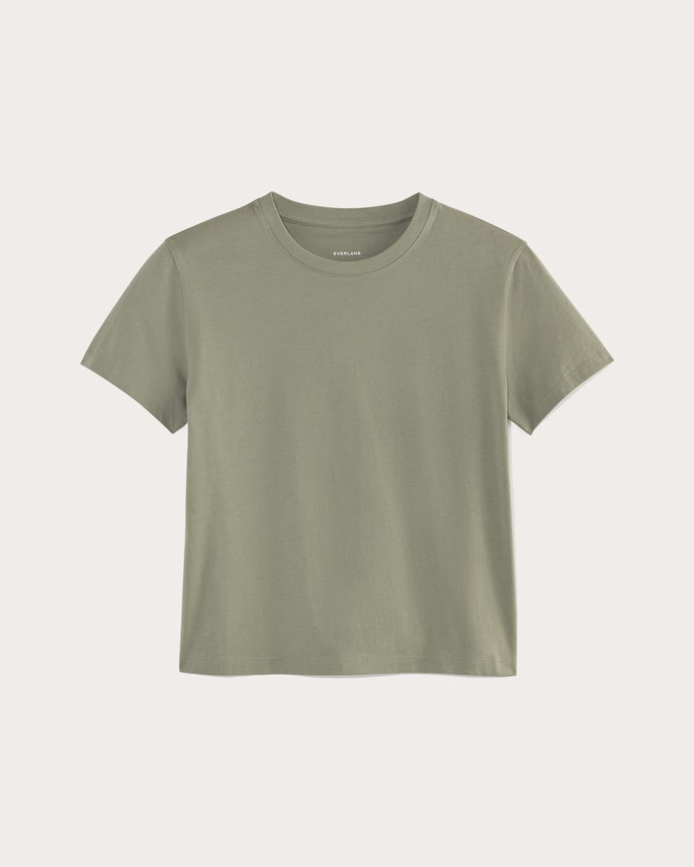 The Box-Cut Tee in Essential Cotton in Sage Green — alternate view