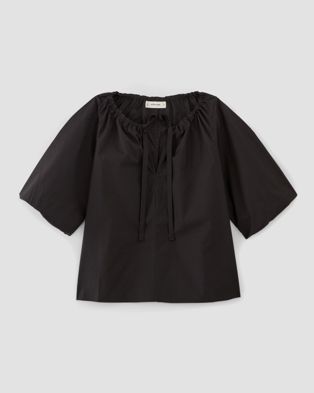 The Supima® Puff-Sleeve Top in Black — alternate view