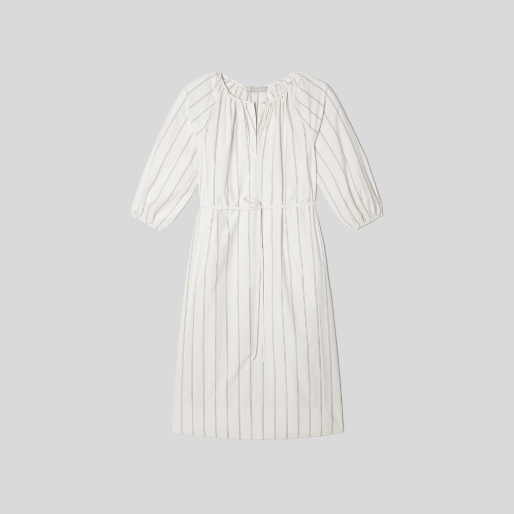 The Raglan Sleeve Poplin Dress in Black / Canvas Tan — alternate view