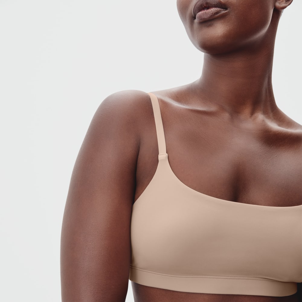 The Invisible Square-Neck Bralette in Light Tan — detail view