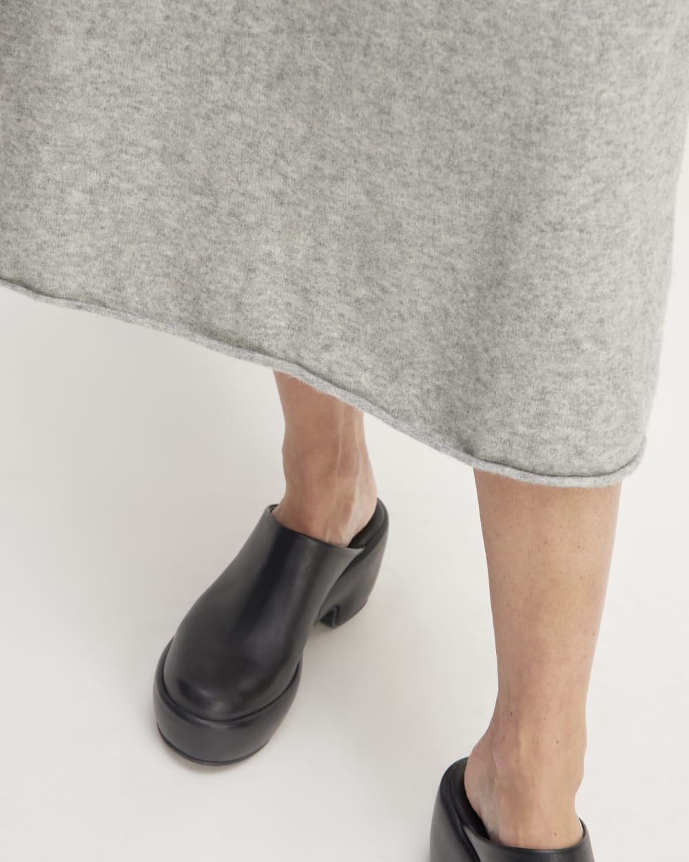 The Cozy-Stretch Skirt in Heathered Grey — detail view