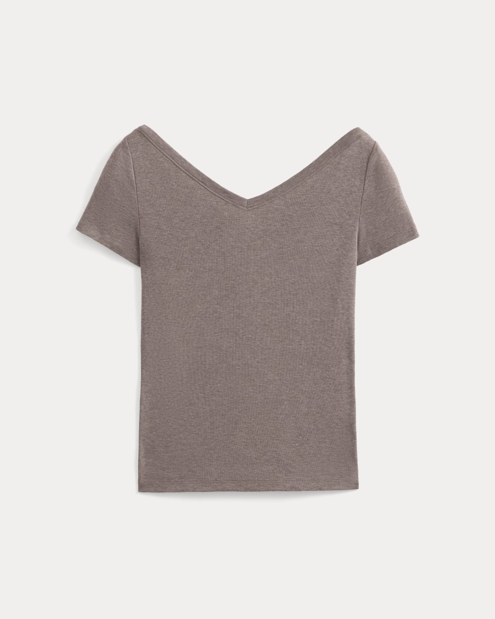 Tissue Short-Sleeve V-Neck Top in Heathered Chocolate Chip — alternate view