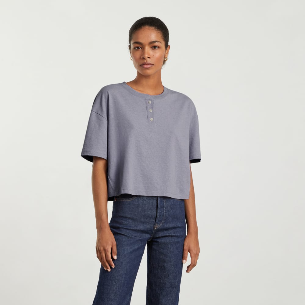 The Vintage Henley Hemp Tee in Lilac Grey — alternate view