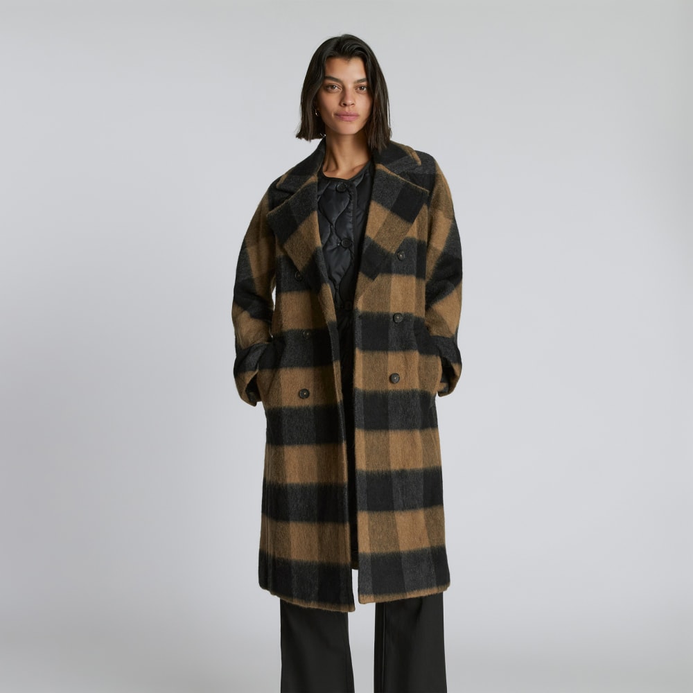 The Brushed Italian ReWool® Peacoat in Camel Buffalo Check — front view