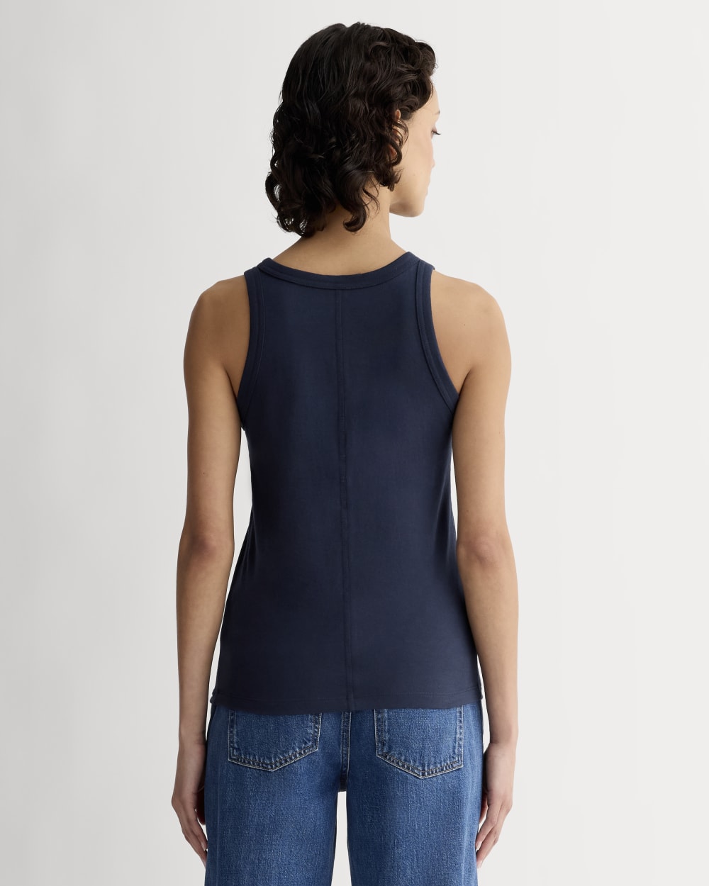 The Tank in Essential Cotton in Navy — detail view