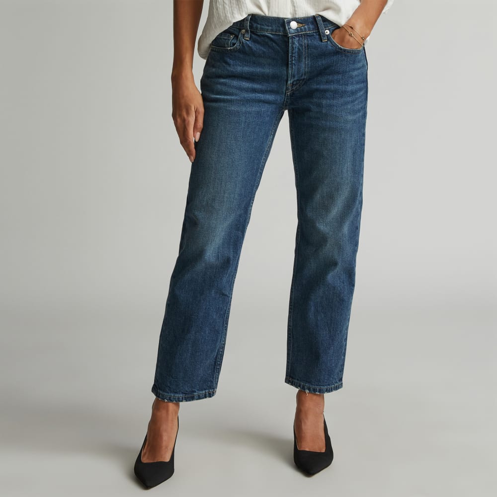 The Low-Rise Shortie Jean in Dark Ink — front view