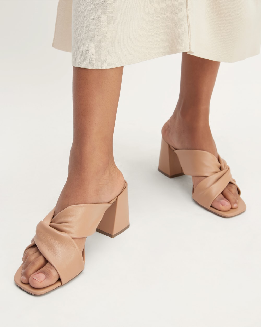 The Day Twist Heel in Blush Tan — detail view
