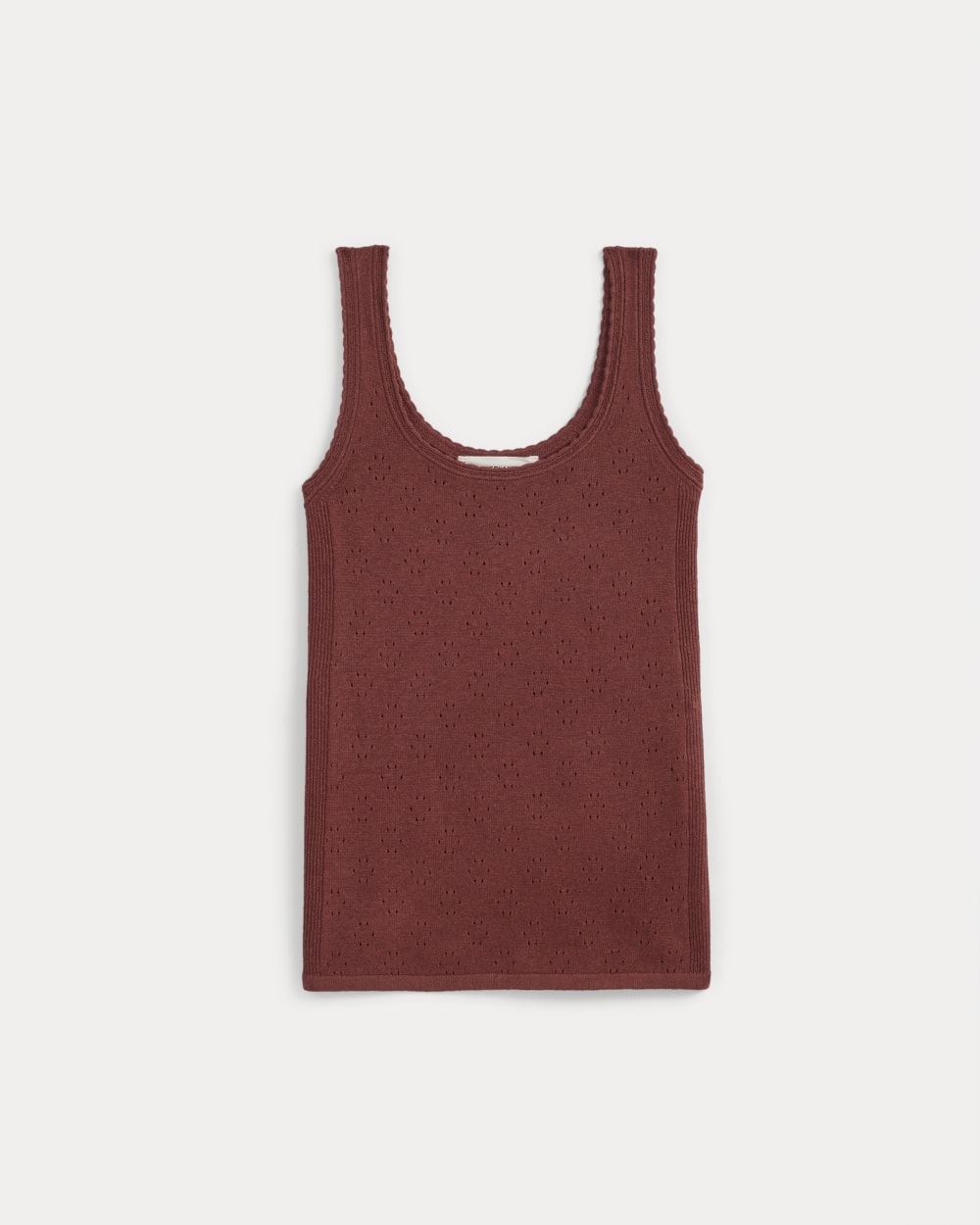 Lace-Trimmed Tank in Fine Linen in Henna Red — alternate view