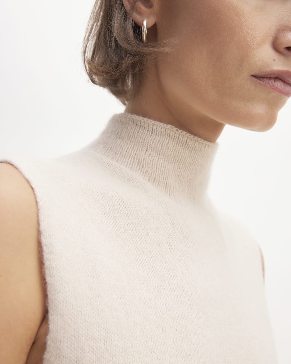 The Cozy-Stretch Sleeveless Midi Dress in Whisper Pink — detail view