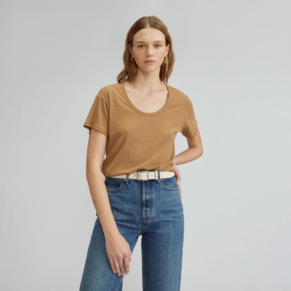 The Air Scoop-Neck Tee in Toasted Coconut — front view