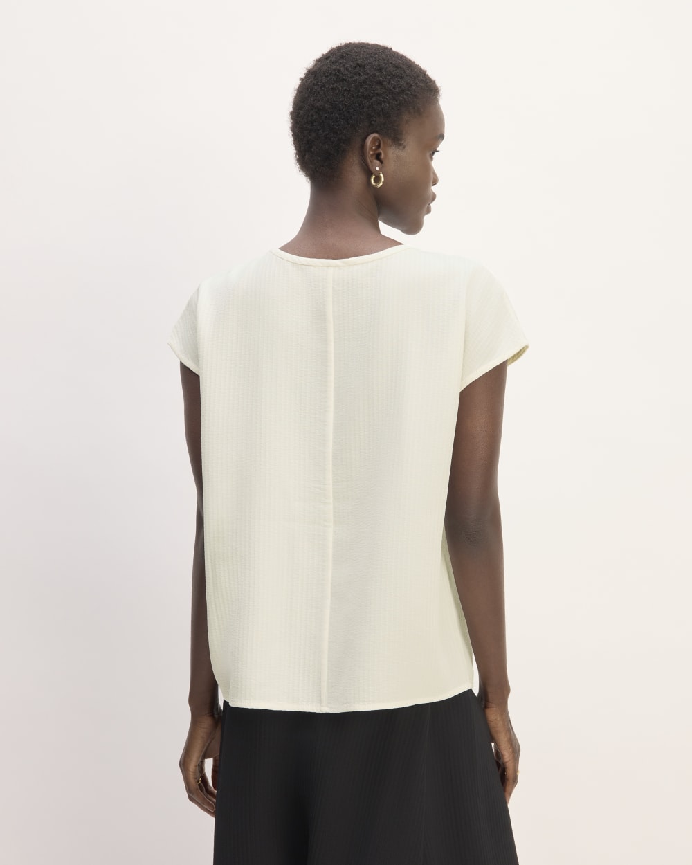 The Mini Jacquard Stripe Top in Bone — detail view