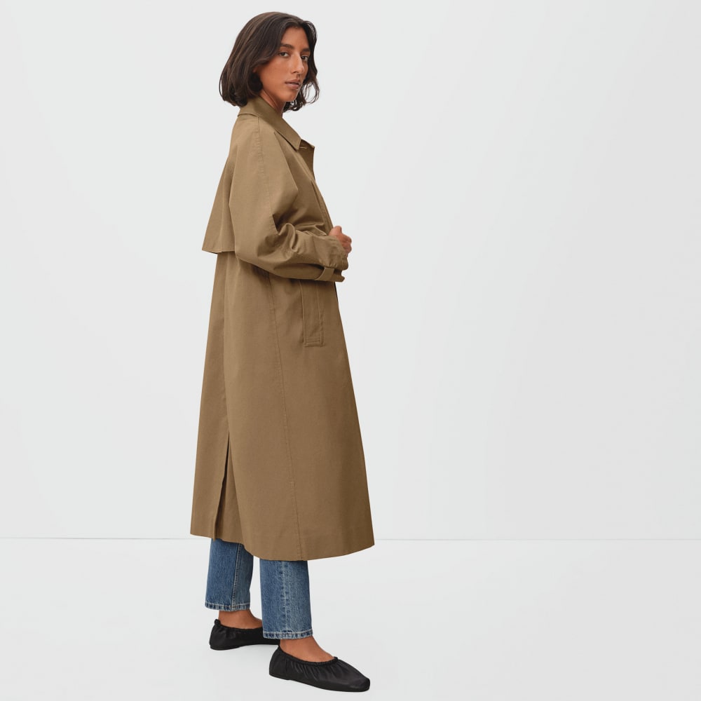 The Long Mac Coat in Toasted Coconut — detail view