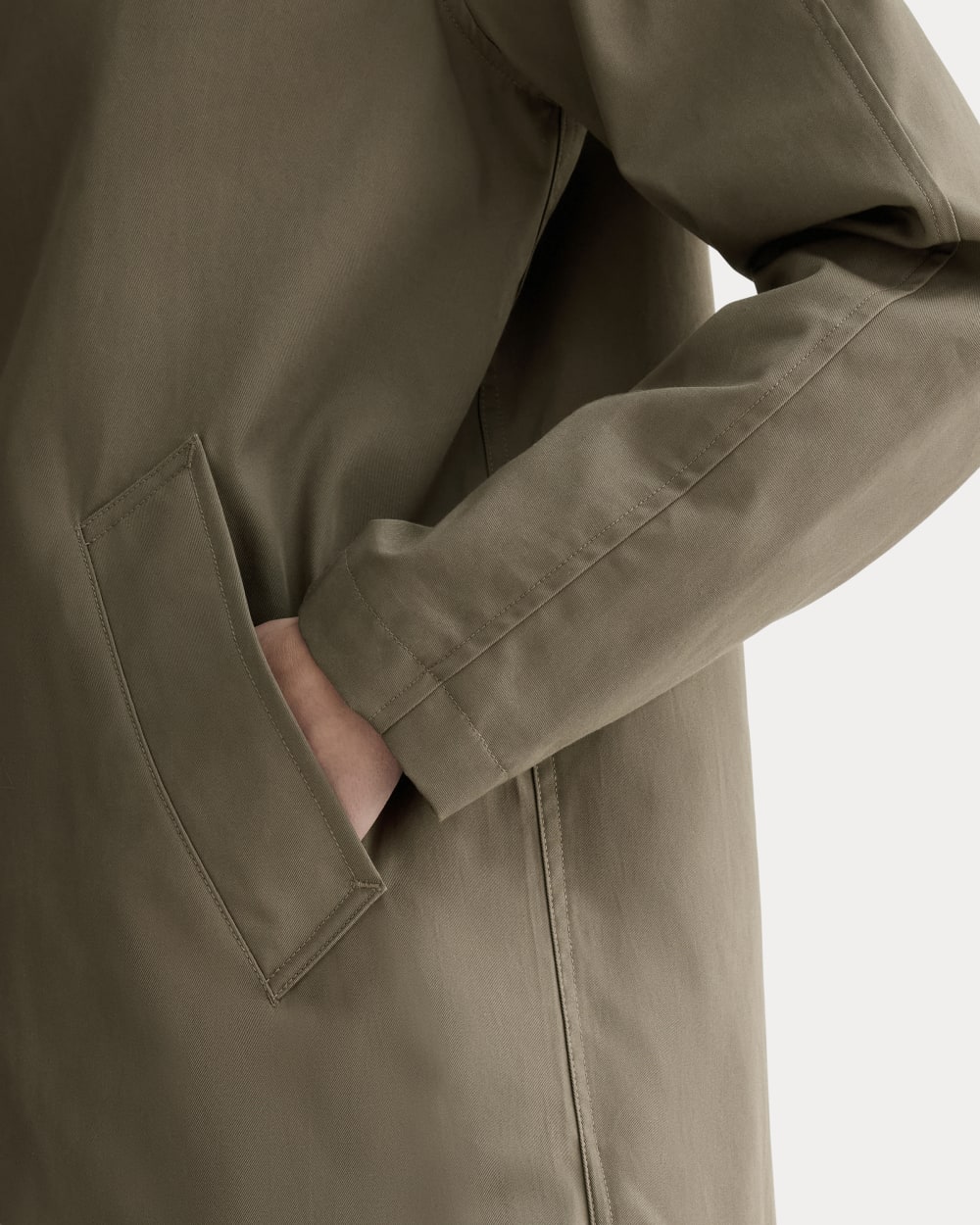 The Mac Coat in Deep Taupe — detail view